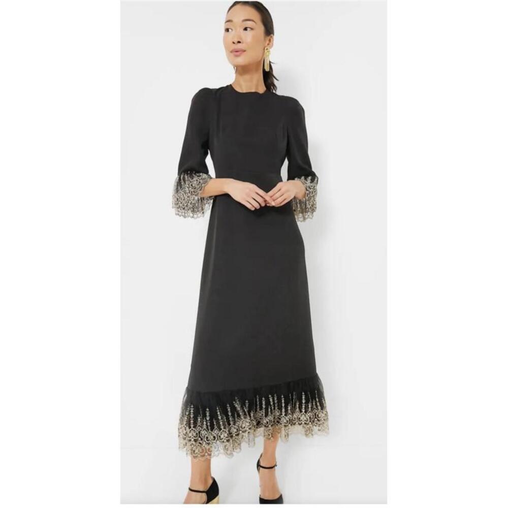 Tuckernuck Pomander Place Black Lillith Lilith Gold Lace Dress NWT Medium
